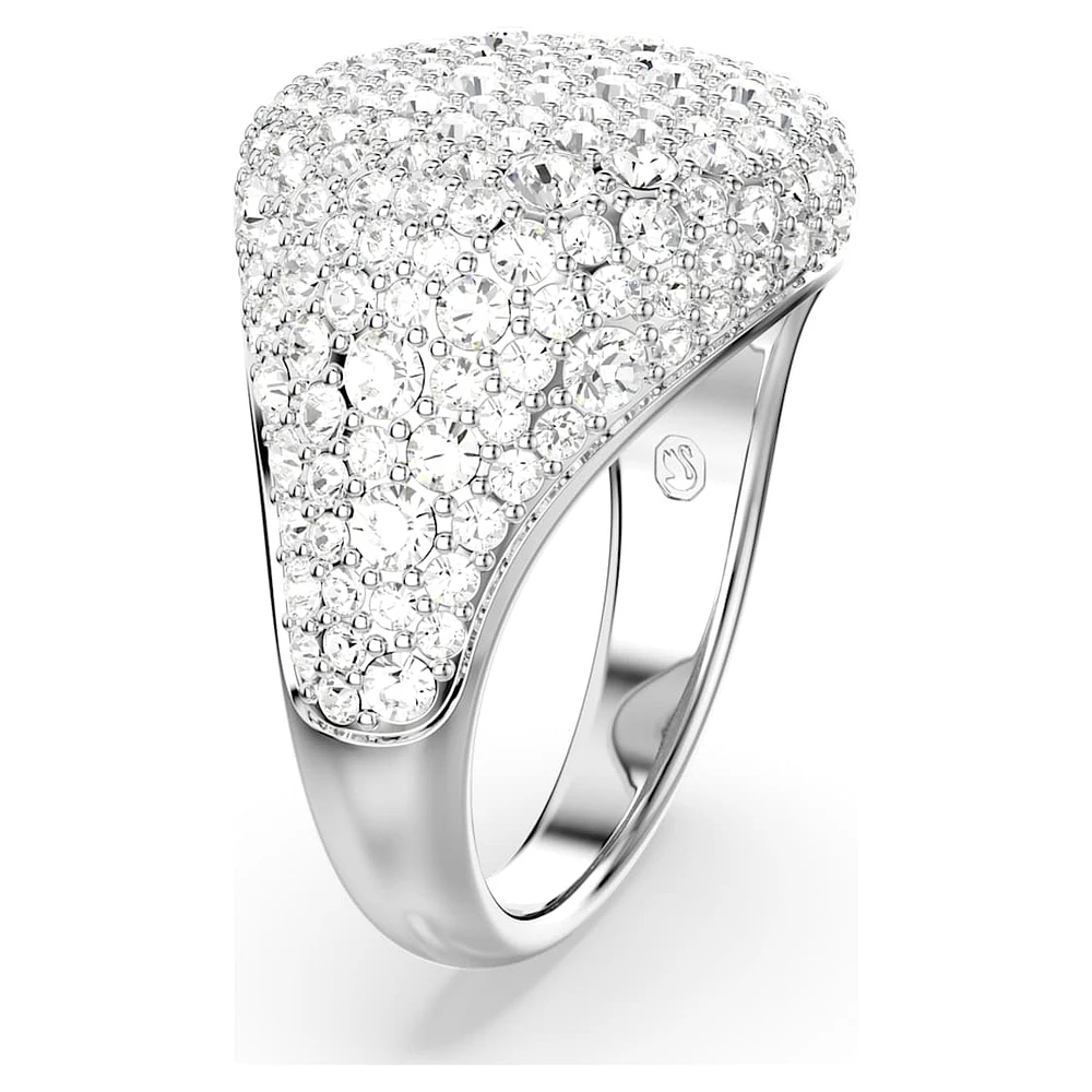 Meteora cocktail ring, White, Rhodium plated by SWAROVSKI