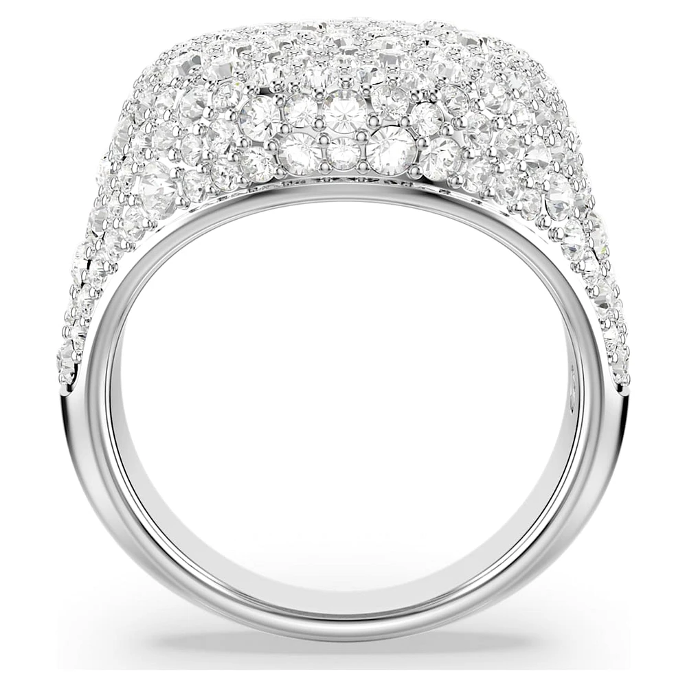 Meteora cocktail ring, White, Rhodium plated by SWAROVSKI