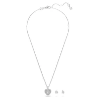 Idyllia set, Crystal pearl, Heart, White, Rhodium plated by SWAROVSKI