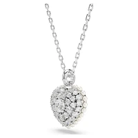 Idyllia set, Crystal pearl, Heart, White, Rhodium plated by SWAROVSKI
