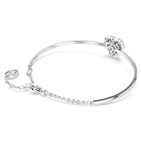 Hyperbola bangle, Heart, White, Rhodium plated by SWAROVSKI