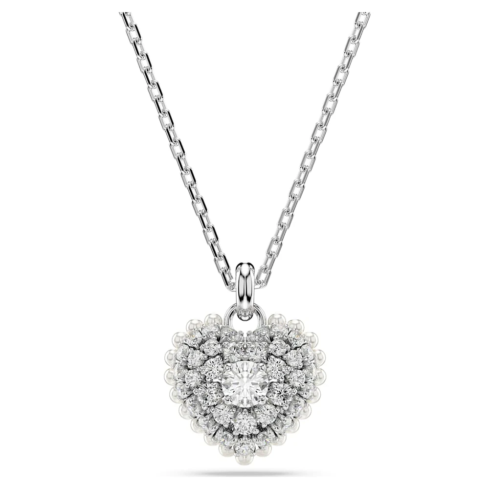Hyperbola pendant, Heart, White, Rhodium plated by SWAROVSKI