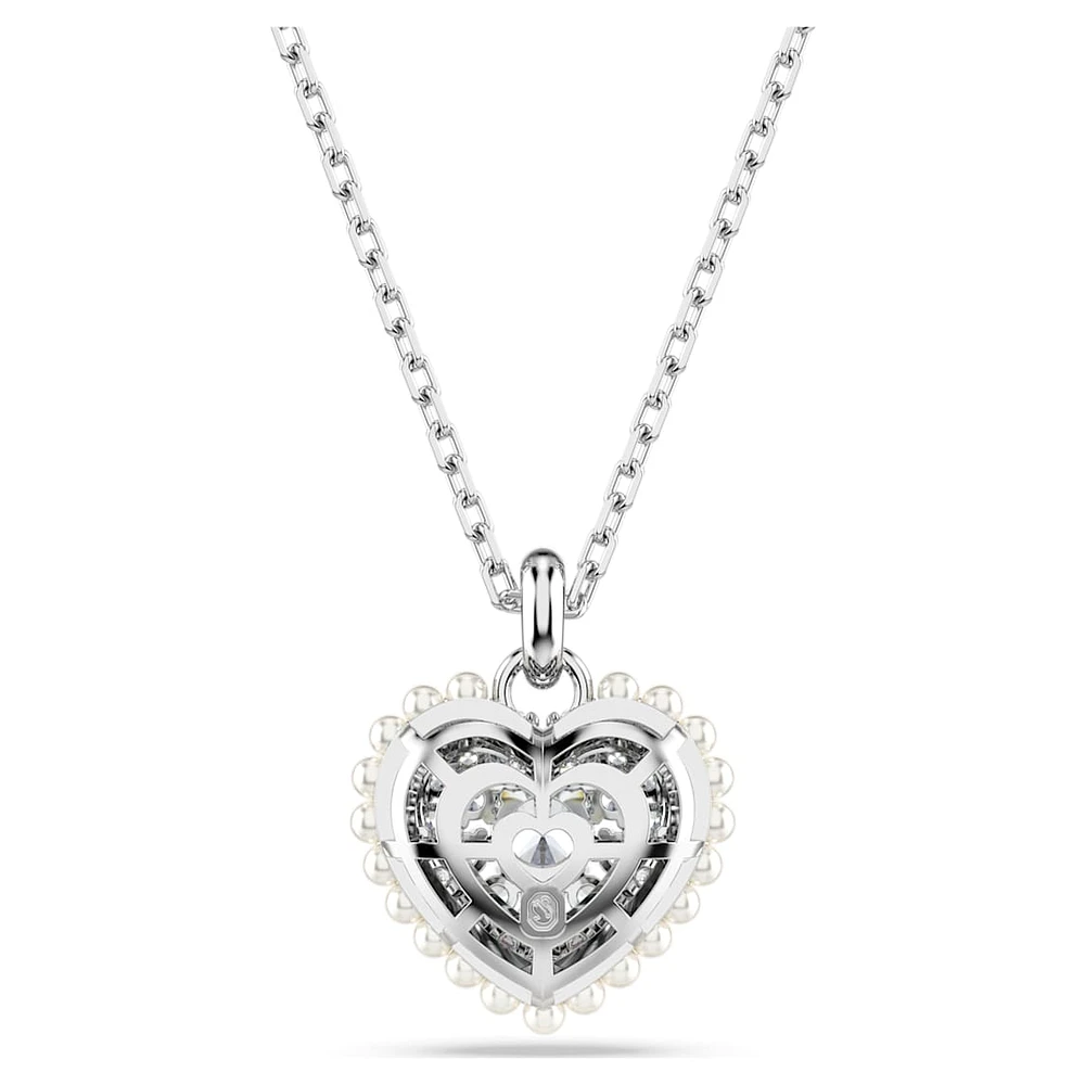 Hyperbola pendant, Heart, White, Rhodium plated by SWAROVSKI