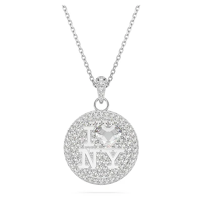 I LOVE NY pendant, White, Rhodium plated by SWAROVSKI