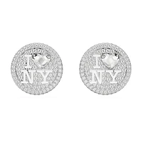 I LOVE NY stud earrings, White, Rhodium plated by SWAROVSKI