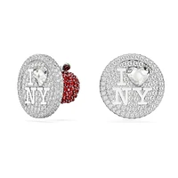 I LOVE NY stud earrings, White, Rhodium plated by SWAROVSKI