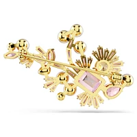Gema brooch, Crystal pearl, Mixed cuts, Flower, Pink, Gold-tone plated by SWAROVSKI