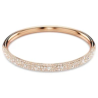 Meteora bangle, Snow pavé, White, Rose gold-tone plated by SWAROVSKI