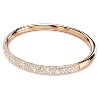 Meteora bangle, Snow pavé, White, Rose gold-tone plated by SWAROVSKI