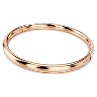 Meteora bangle, Snow pavé, White, Rose gold-tone plated by SWAROVSKI