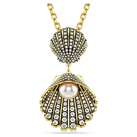 Idyllia pendant, Crystal pearl, Mixed cuts, Shell, White, Gold-tone plated by SWAROVSKI