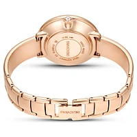 Crystalline bangle watch, Swiss Made, Metal bracelet, White, Rose gold-tone finish by SWAROVSKI