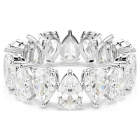 Matrix Vittore ring, Pear cut, White, Silver-tone finish by SWAROVSKI