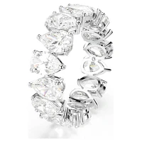 Matrix Vittore ring, Pear cut, White, Silver-tone finish by SWAROVSKI