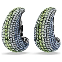 Sublima clip earrings, Round cut, Large, Multicolored, Ruthenium plated by SWAROVSKI