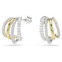 Hyperbola hoop earrings, Mixed cuts, Mini, White, Mixed metal finish by SWAROVSKI
