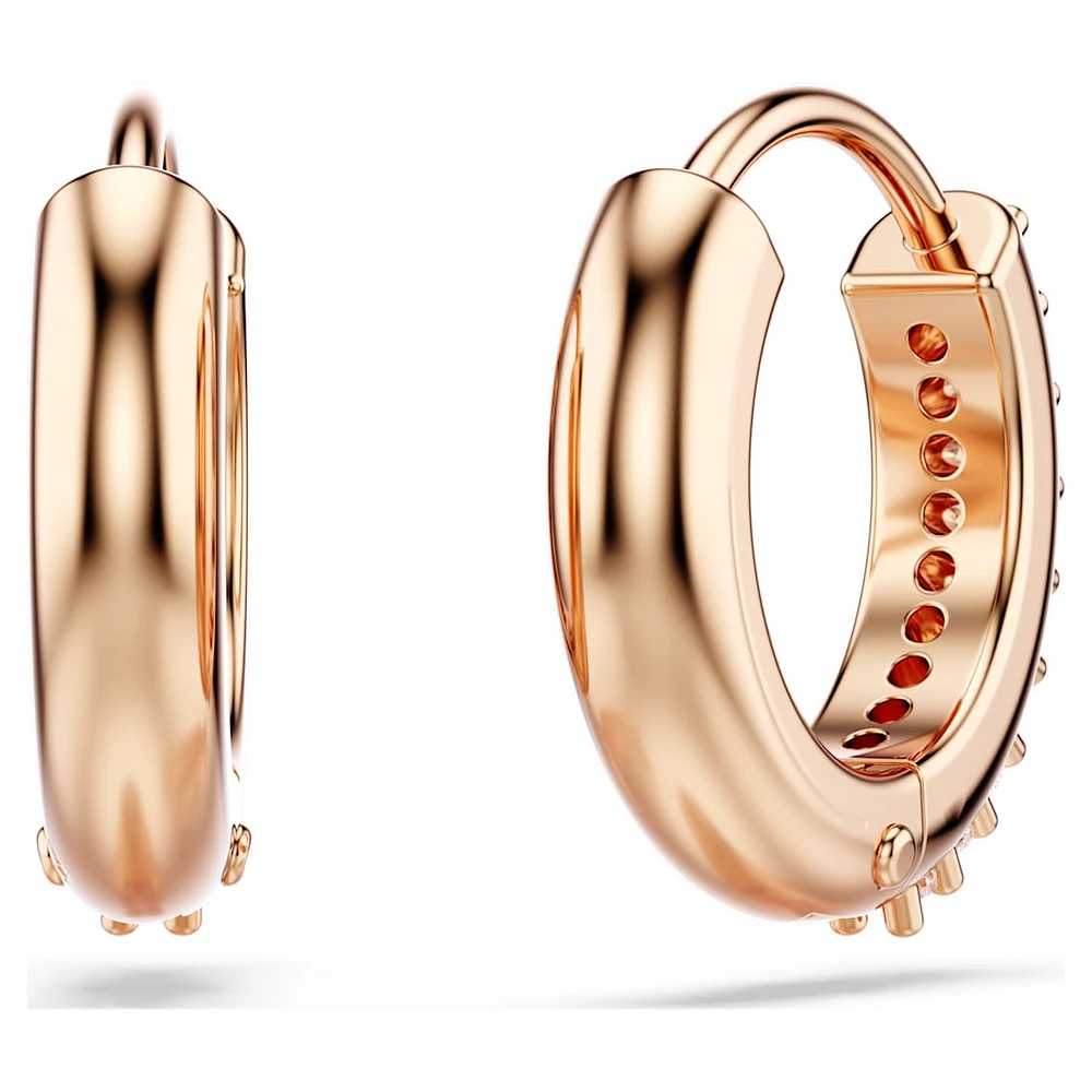 Matrix hoop earrings, Round cut, White, Rose gold-tone plated by SWAROVSKI