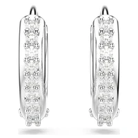Matrix hoop earrings, Round cut, White, Rhodium plated by SWAROVSKI