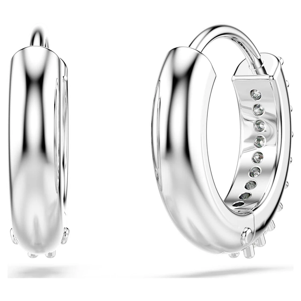 Matrix hoop earrings, Round cut, White, Rhodium plated by SWAROVSKI