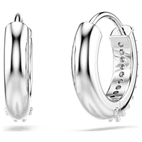 Matrix hoop earrings, Round cut, White, Rhodium plated by SWAROVSKI