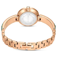 Matrix bangle watch, Swiss Made, Crystal bracelet, Green, Champagne gold-tone finish by SWAROVSKI
