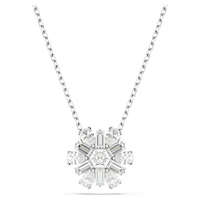 Idyllia pendant, Mixed cuts, Snowflake, White, Rhodium plated by SWAROVSKI