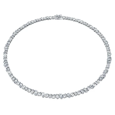 Galaxy Tennis necklace, Lab-grown diamonds 47.27 ct tw, Mixed shapes, 18K white gold by SWAROVSKI
