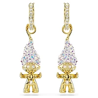 Good Luck Trolls drop earrings, Troll, White, Gold-tone plated by SWAROVSKI