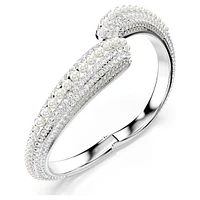 Sublima cuff, Crystal pearl, Round cut, White, Rhodium plated by SWAROVSKI