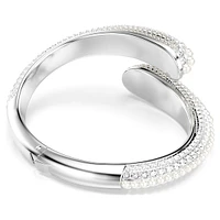 Sublima cuff, Crystal pearl, Round cut, White, Rhodium plated by SWAROVSKI