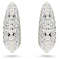 Sublima drop earrings, Crystal pearl, Round cut, Small, White, Rhodium plated by SWAROVSKI