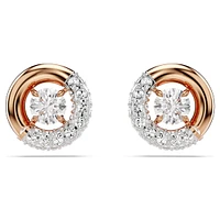 Dextera stud earrings, Round cut, White, Rose gold-tone plated by SWAROVSKI
