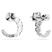 Matrix hoop earrings, Crystal pearl, Round cut, White, Rhodium plated by SWAROVSKI