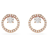 Constella stud earrings, Round cut, White, Rose gold-tone plated by SWAROVSKI