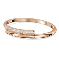 Dextera bangle, Magnetic closure, White, Rose gold-tone plated by SWAROVSKI