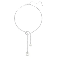 Matrix Y necklace, Crystal pearl, Round cut, White, Rhodium plated by SWAROVSKI
