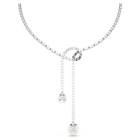 Matrix Y necklace, Crystal pearl, Round cut, White, Rhodium plated by SWAROVSKI