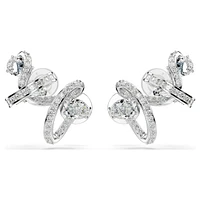 Hyperbola ear cuff, Mixed cuts, White, Rhodium plated by SWAROVSKI