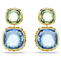Chroma drop earrings, Cushion cut, Multicoloured, Gold-tone plated by SWAROVSKI