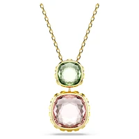 Chroma pendant, Cushion cut, Multicoloured, Gold-tone plated by SWAROVSKI