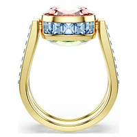 Chroma ring, Cushion cut, Multicoloured, Gold-tone plated by SWAROVSKI
