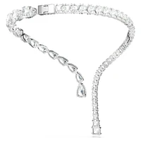 Matrix open necklace, Mixed cuts, White, Rhodium plated by SWAROVSKI