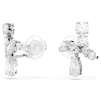 Matrix clip earrings, Mixed cuts, White, Rhodium plated by SWAROVSKI