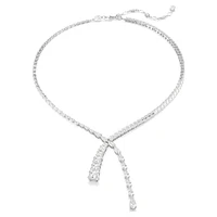 Matrix Y necklace, Mixed cuts, White, Rhodium plated by SWAROVSKI