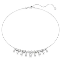Idyllia necklace, Mixed cuts, Snowflake, White, Rhodium plated by SWAROVSKI