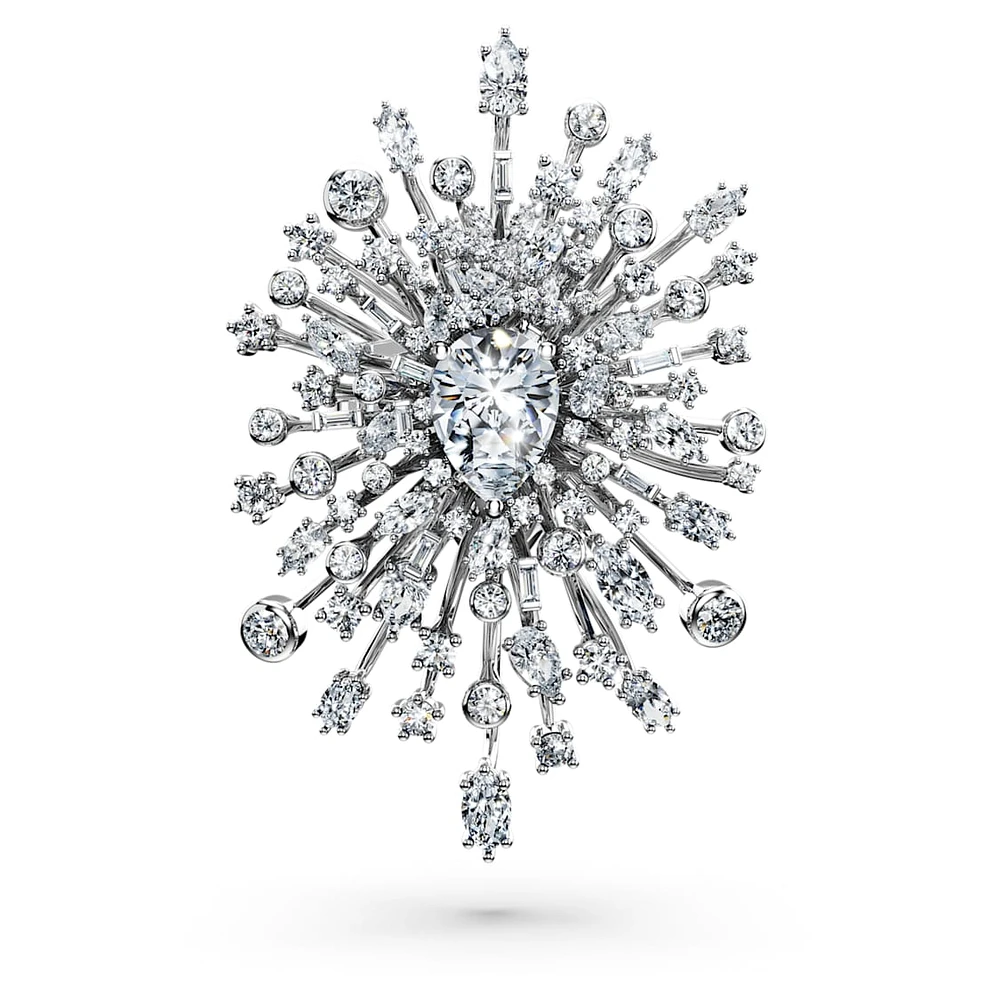 Galaxy brooch, Lab-grown diamonds 15.71 ct tw, Mixed shapes, 18K white gold by SWAROVSKI