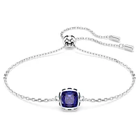 Birthstone bracelet, Square cut, September, Blue, Rhodium plated by SWAROVSKI