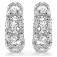 Constella clip earrings, Round cut, White, Rhodium plated by SWAROVSKI