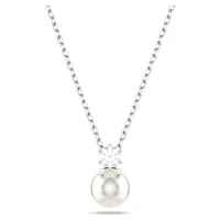 Matrix pendant, Crystal pearl, Round cut, White, Rhodium plated by SWAROVSKI
