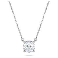 Eternity solitaire pendant, Lab-grown diamonds 1 ct tw, Round shape, 14K white gold by SWAROVSKI